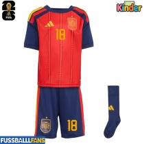 Spanien Martin Zubimendi #18 Heimtrikotsatz Kinder EM 2024 Kurzarm (+ Kurze Hosen)